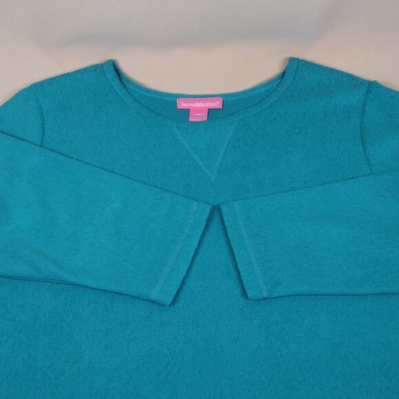 Woman Within Cotton Stretch Casual Comfy Loungewear Turquoise Long Sleeve Top - Picture 11 of 14